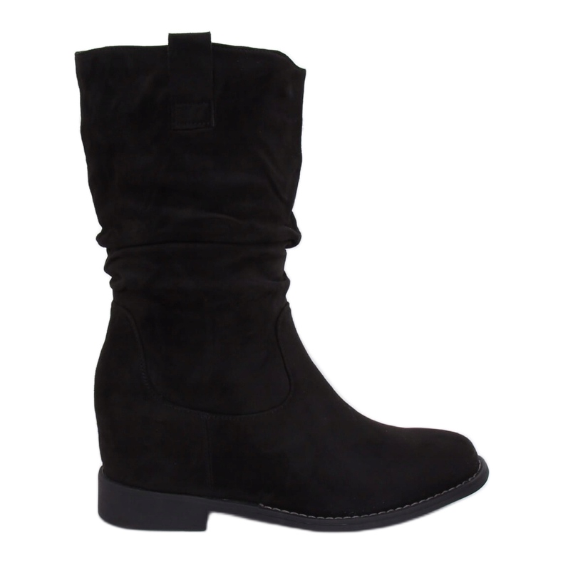 Black Boots on a hidden wedge heel black 9475 Black