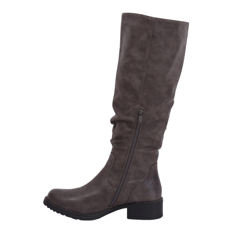 Gray flat boots for women 1084-PG Gray grey