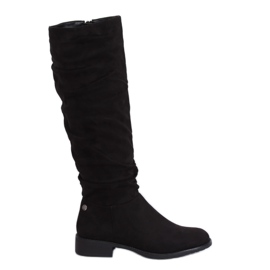 Women's black suede boots E9308 Black