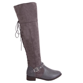 Over-the-knee boots with flat heels gray 688-3 Gray grey Over-the-knee boots with flat heels gray 688-3 Gray grey