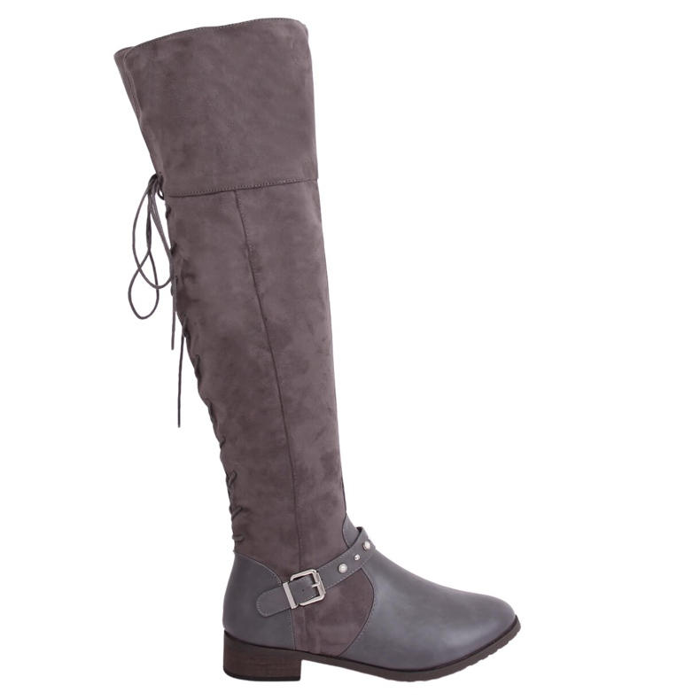 Over-the-knee boots with flat heels gray 688-3 Gray grey