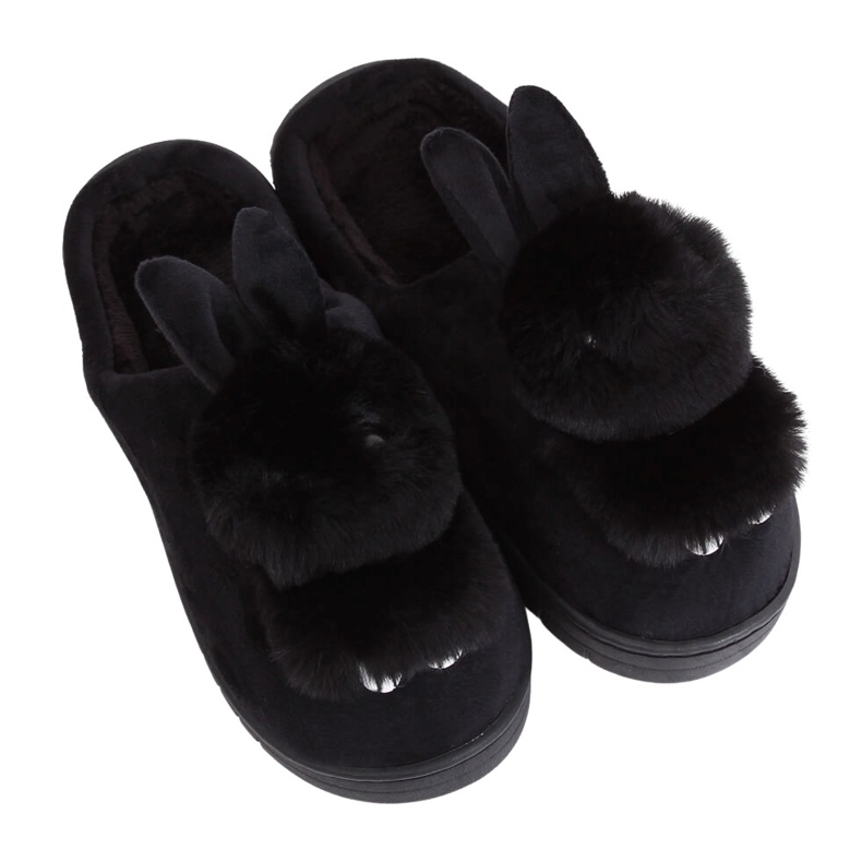Women's black slippers bunnies MA01 Black Women's black slippers bunnies MA01 Black