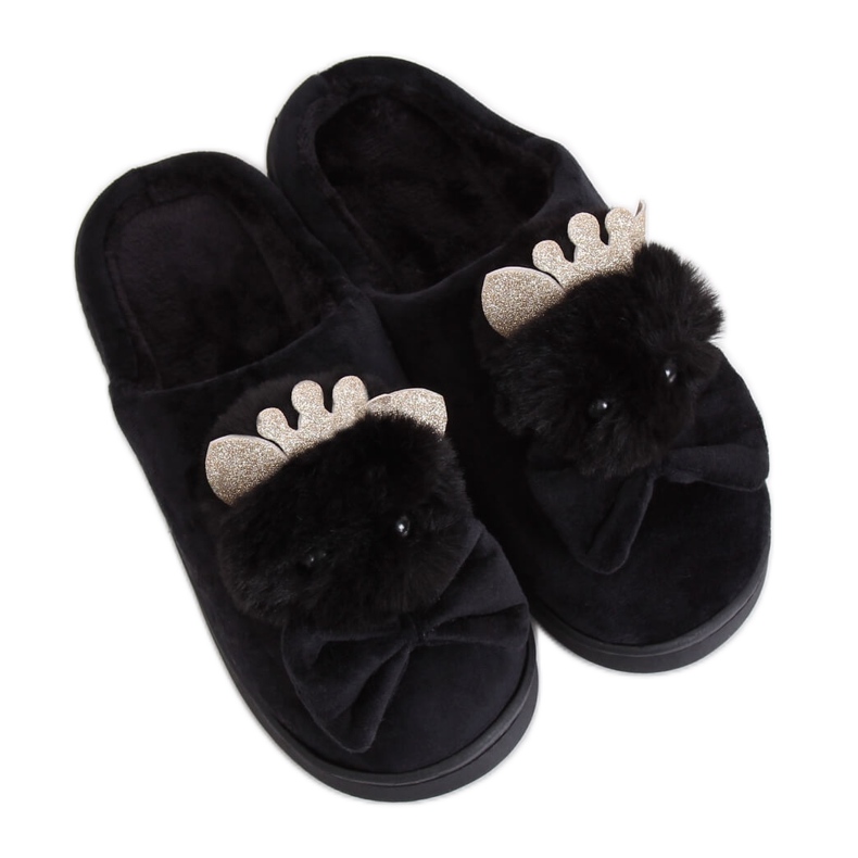 Black women's black slippers DD112 Black