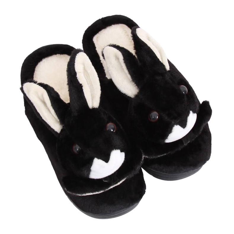 Black bunny women's slippers MA17 Black