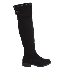 Black suede boots Z173 Black
