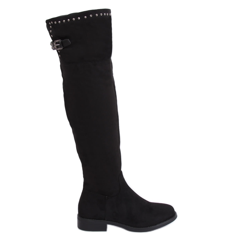 Black suede boots Z173 Black