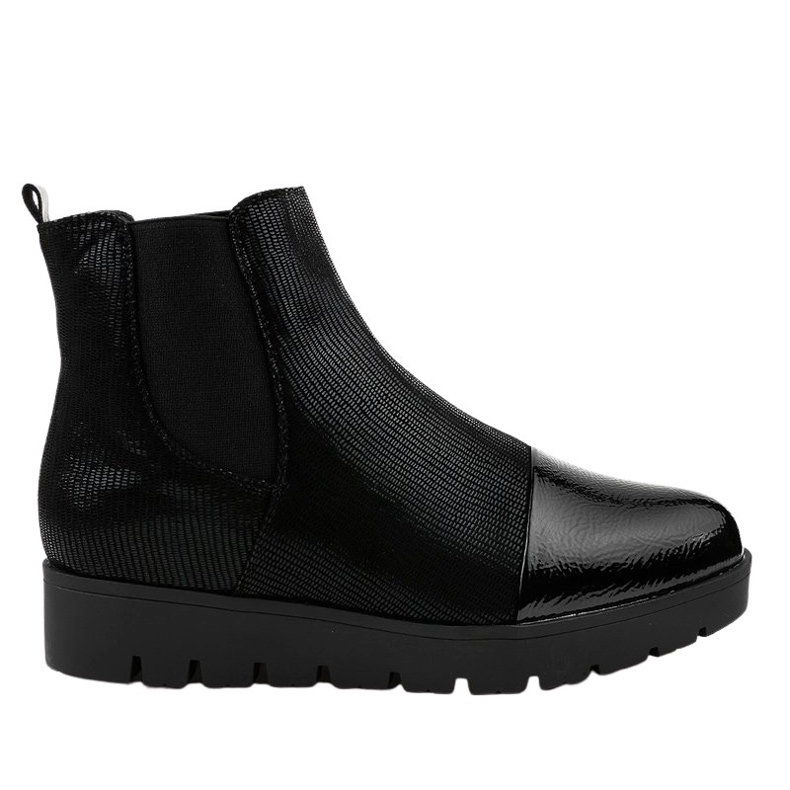 Black flat boots with an elastic band KLS-83-1