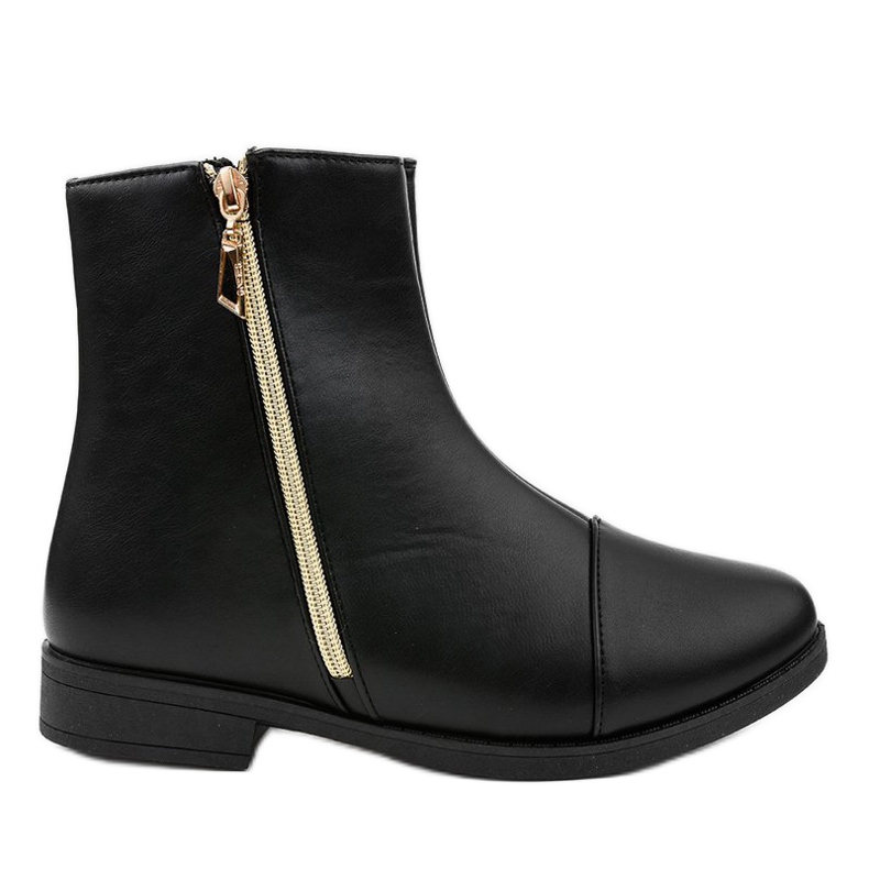 Women's black flat boots CH-7
