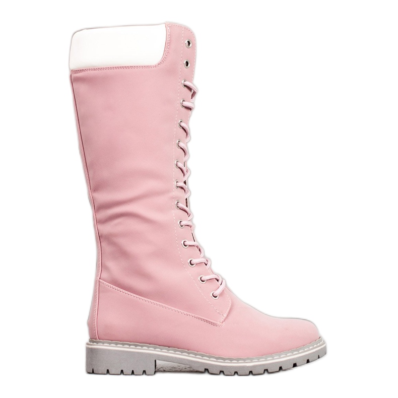 Seastar Warm lace-up boots pink