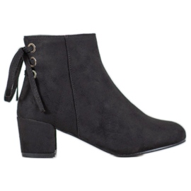 Forever Folie Suede Booties With A Bow black Forever Folie Suede Booties With A Bow black