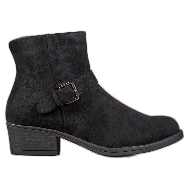 J. Star Suede Booties With Buckle black