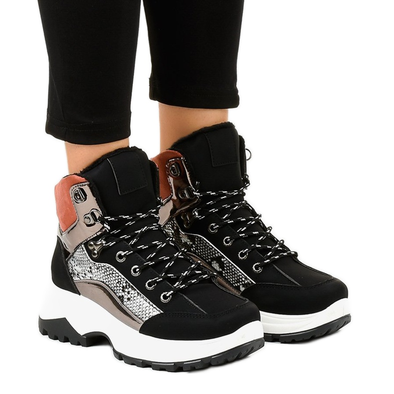 Black women's insulated sneakers F-19208-1 multicolored