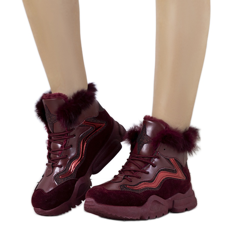Warm burgundy sneakers LS-2062 red