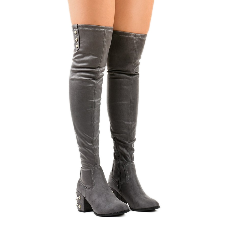 Women's suede boots on the LB-352 post grey