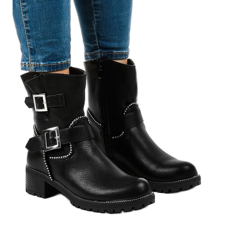 Black ankle boots with A-339 buckle