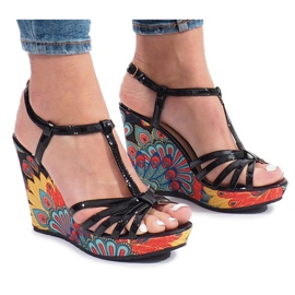 Black sandals on the wedge Ibrahim Black sandals on the wedge Ibrahim