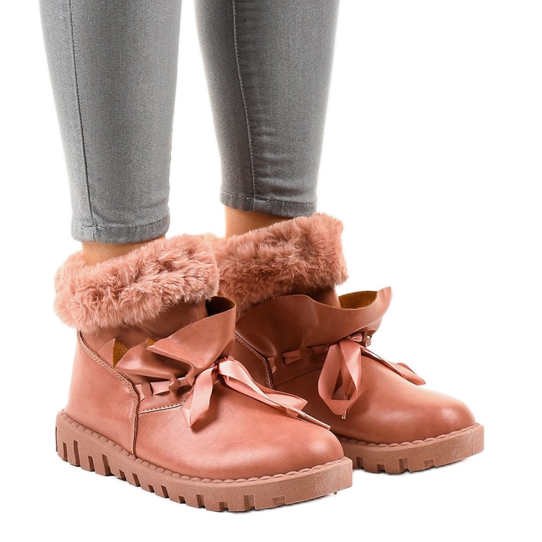 Insulated pink sneakers with a zipper 428-6