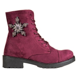 SHELOVET Burgundy suede boots red