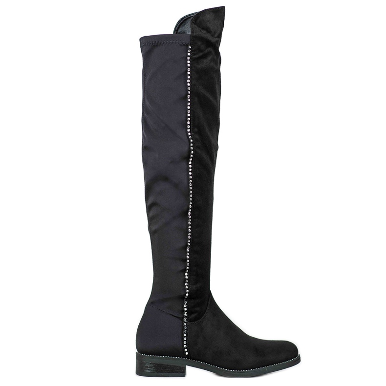 Seastar Over-the-knee boots with cubic zirconia black