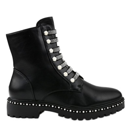Black flat women's boots A-537