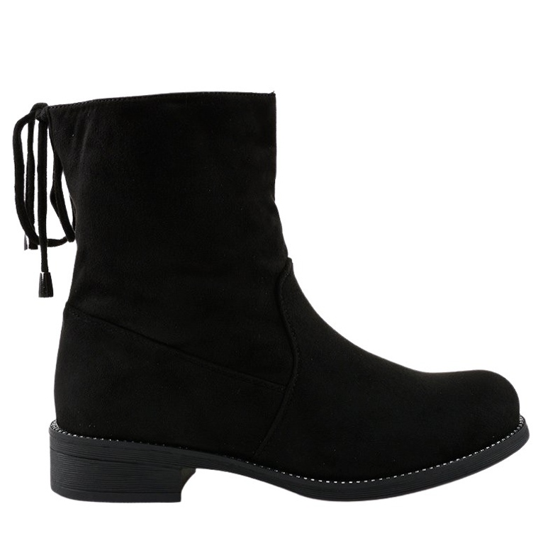 Black suede flat boots 7378-PA