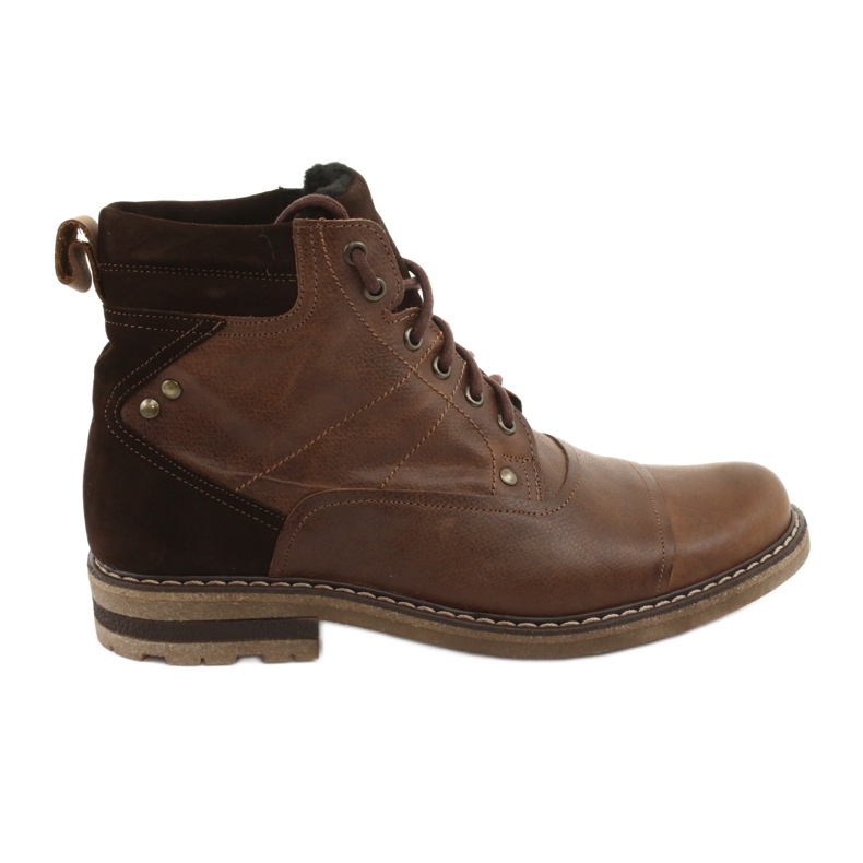 Tied warm ankle boots Moskała BR-4 brown