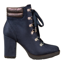 Sweet Shoes Lace-up Booties On A Post blue