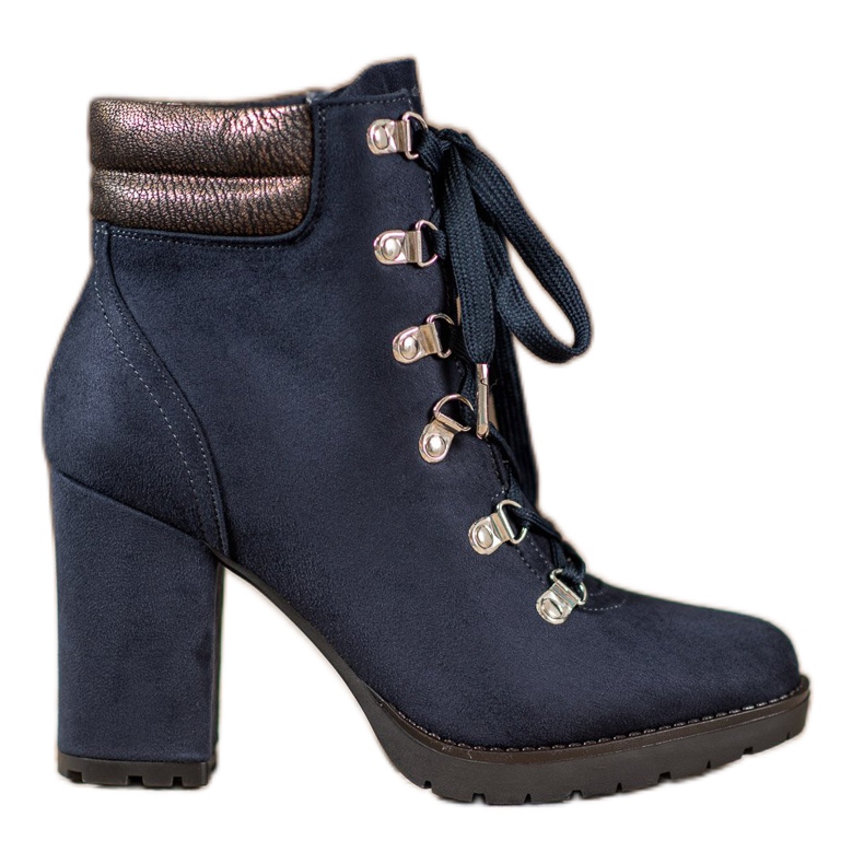 Sweet Shoes Lace-up Booties On A Post blue