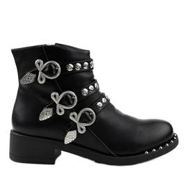 Black flat ankle boots with HQ2020 studs