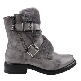 Gray flat boots with fur 1061A-PA grey Gray flat boots with fur 1061A-PA grey