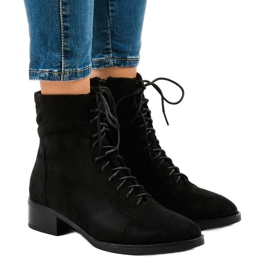 Black flat lace-up boots for women 3127 Black flat lace-up boots for women 3127