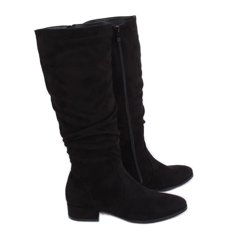 Black suede women's boots black 3005 Black