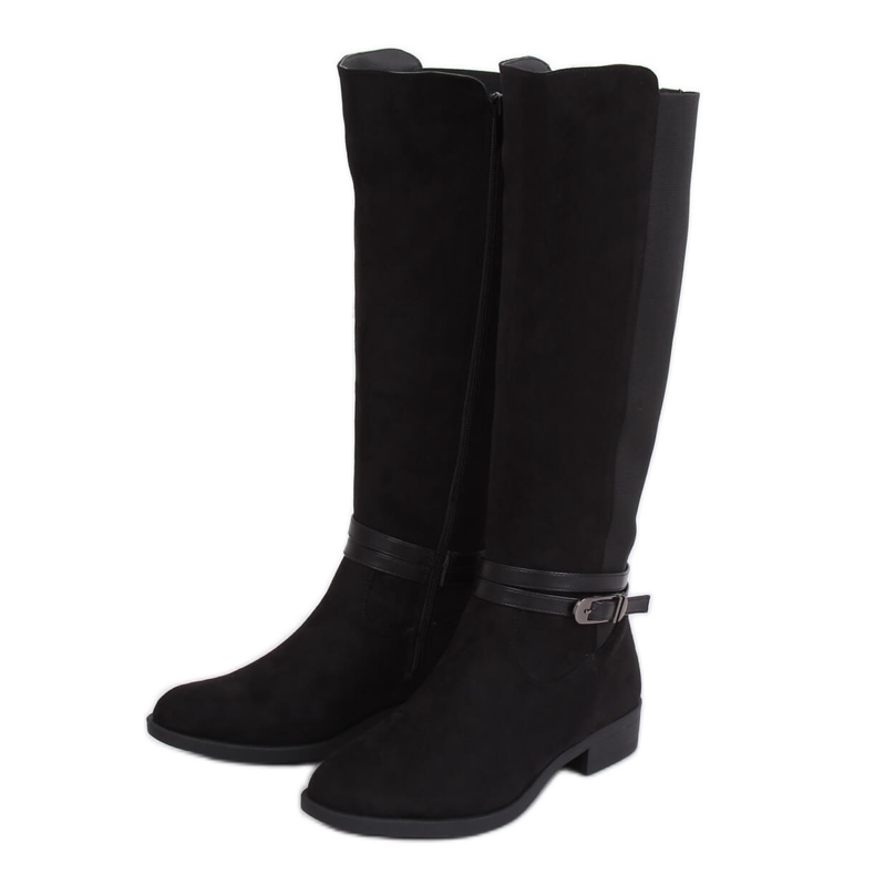 Black SP10 Black riding boots with a flexible upper