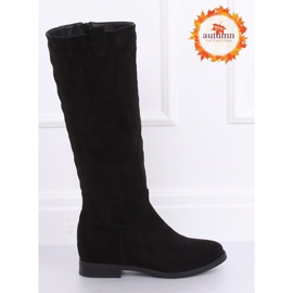 Black Boots on a hidden wedge heel NC968P Black