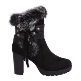 Black high-heeled boots with fur SP05 Black