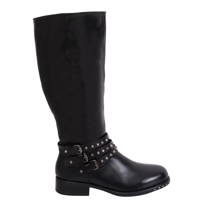 Black Riding boots with studs Y208 Black