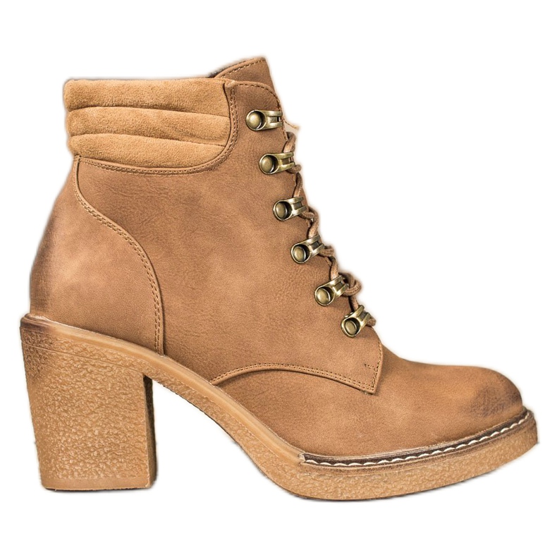Queen Vivi Lace-up boots with eco leather brown