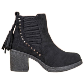 Small Swan Chelsea boots with fringes black