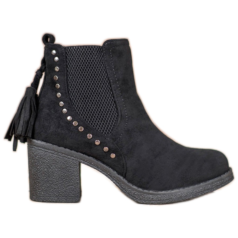 Small Swan Chelsea boots with fringes black