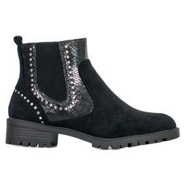 Small Swan Snake Print Chelsea Boots black