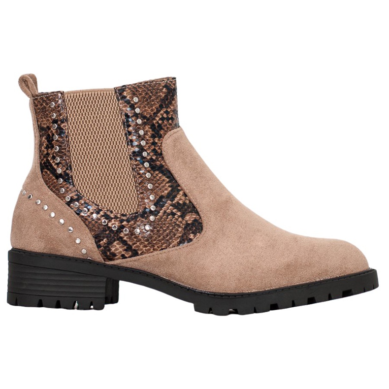 Small Swan Snake Print Chelsea Boots beige multicolored