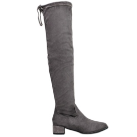 Seastar Over-the-knee boots with crystals grey