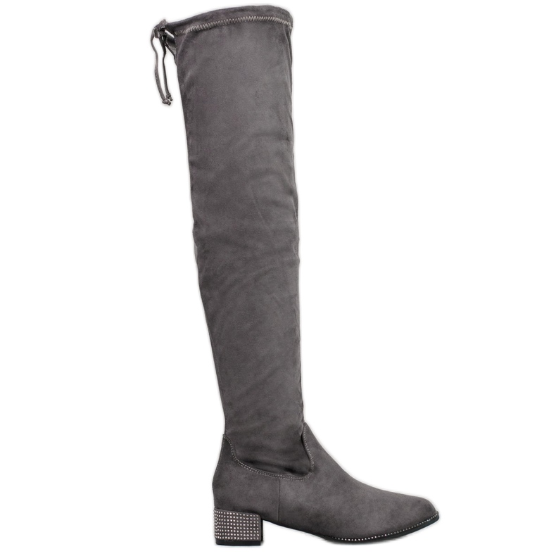 Seastar Over-the-knee boots with crystals grey