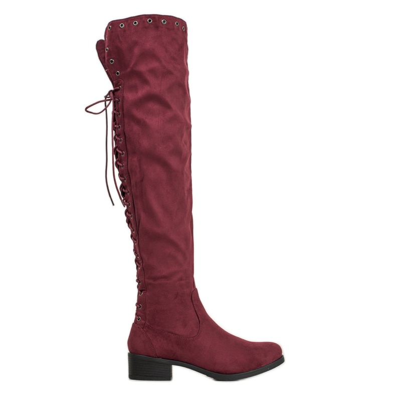 SHELOVET Suede Boots With Binding red