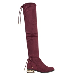 Cm Paris Thigh-high boots with decorative heel red