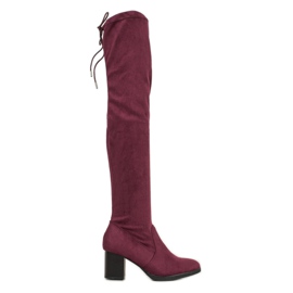 SHELOVET Suede Over The Knee Boots red SHELOVET Suede Over The Knee Boots red