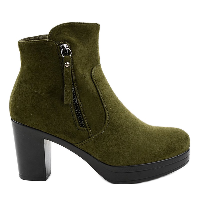 Green suede high heels 8B882