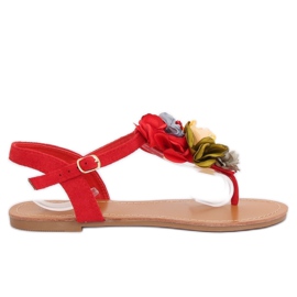 Flip-flops with red flowers L518 Red II Genre