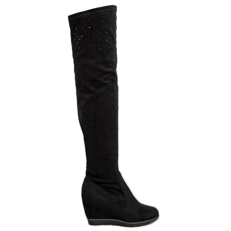 SHELOVET Wedge Boots With Crystals black