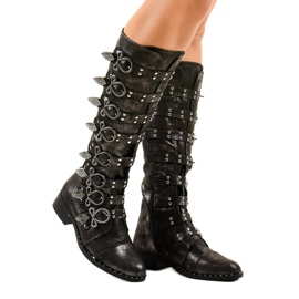 Black boots richly decorated NC271 Black boots richly decorated NC271